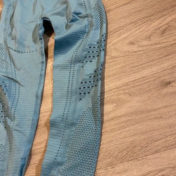 sekermaet blue/teal nylon/spandex cut out athletic leggings size small - Picture 3 of 8
